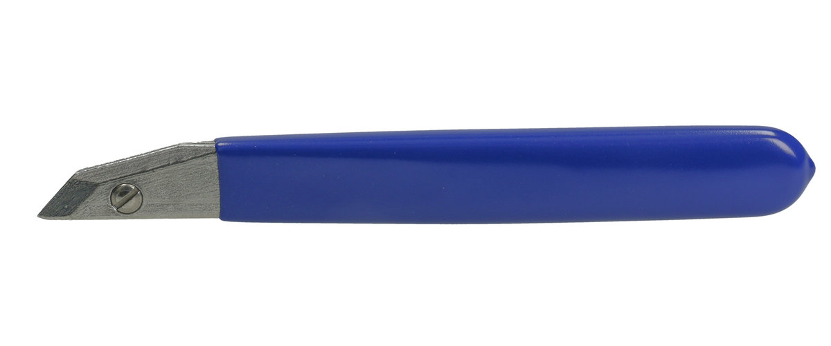 Entgratungsmessergriff blau inklusive Klemmplatte, Länge ohne Klinge ca. 135mm