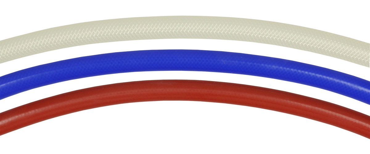 Silikonschlauch blau DN08 mit Polyester-Geflecht, d= 7.9mm, D= 14.9mm