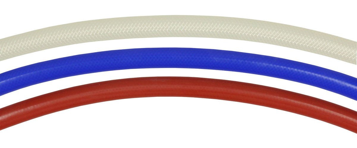 Silikonschlauch transparent DN08 mit Polyester-Geflecht, d= 7.9mm, D= 14.9mm