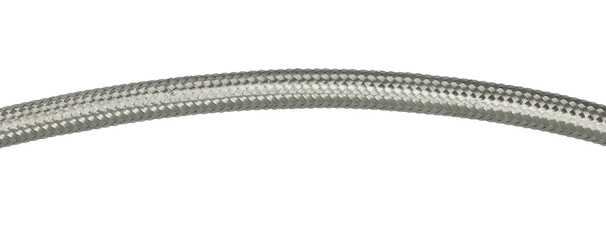 Silikon-Panzerschlauch DN10 mit Glasseidenverstärkung und INOX-Umflechtung, d= 9.7mm / D= 15mm