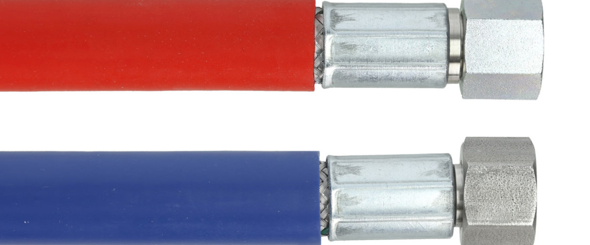 PFA-Wellflexschlauch DN10, mit direkt aufgetragenem Silikonmantel blau