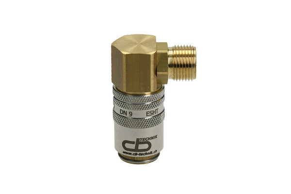 Messing Kupplung 90° DN06 mit Aussengewinde G3/8 ohne Absperrventil