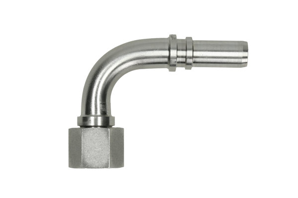 Edelstahlnippel 90° DN13, Überwurfmutter mit Innengewinde G1/2 und Dichtkegel