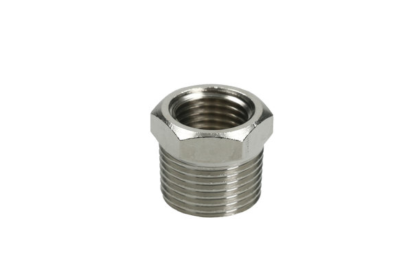 Reduktion Messing vernickelt, mit Aussengewinde R1/2 zu Innengewinde G1/4