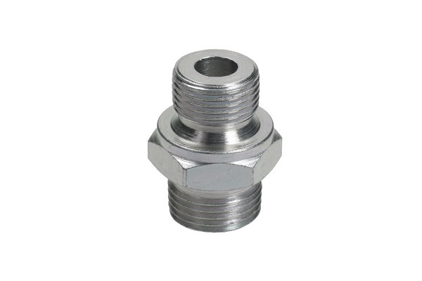 Einschraubstutzen Stahl verzinkt, mit Aussengewinde G1/4 zu Aussengewinde M18x1.5mm mit Dichtkegel