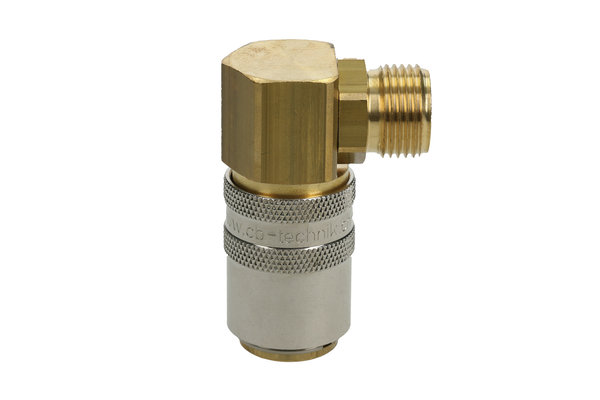 Messing Kupplung 90° DN06 mit Aussengewinde G3/8 ohne Absperrventil