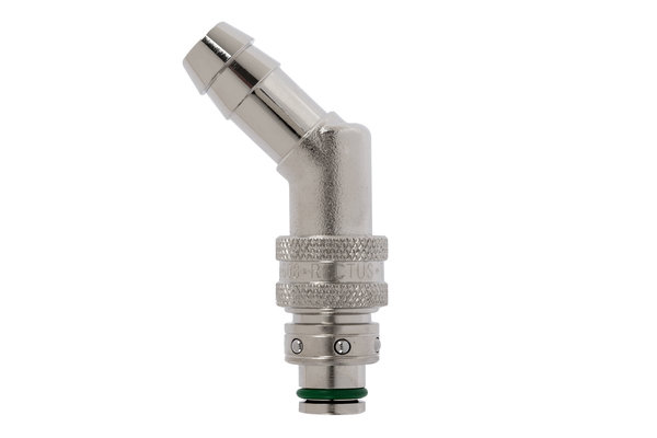 Messing Kupplung 45° mit Schlauchtülle 10mm ohne Absperrventil