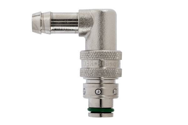 Messing Kupplung 90° mit Schlauchtülle 13mm ohne Absperrventil