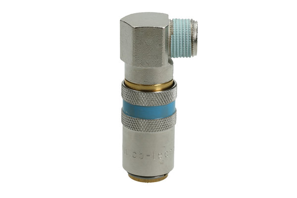 Messing Kupplung 90° DN09 mit Aussengewinde M16x1.5mm ohne Absperrventil