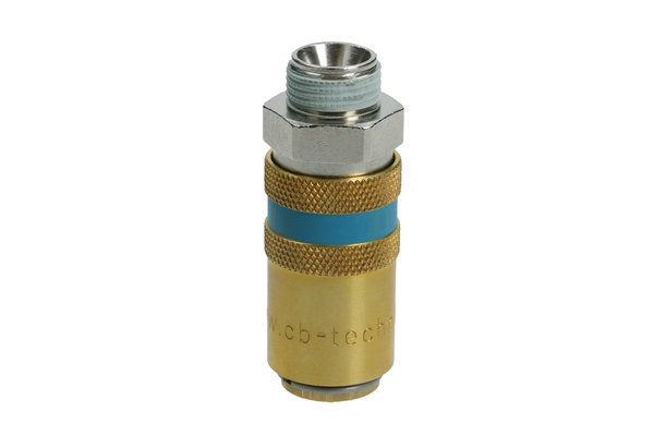 Messing Kupplung gerade DN06 mit Aussengewinde M14x1,5mm und Absperrventil