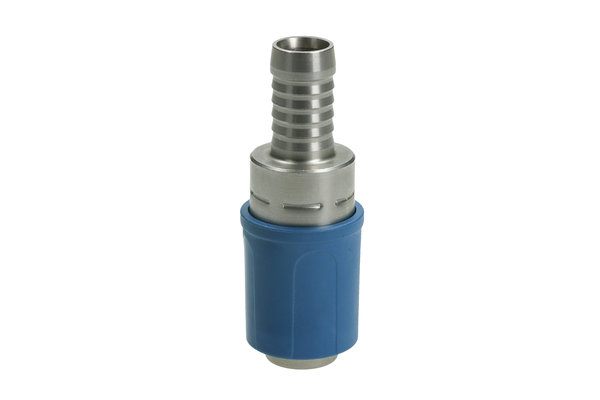 Edelstahl Kupplung gerade DN09 mit Schlauchtülle 1/2 und Absperrventil