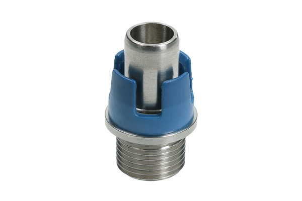 Edelstahl Kupplungsnippel gerade DN05 mit Aussengewinde M14x1,5mm ohne Absperrventil ( kurze Bauform )