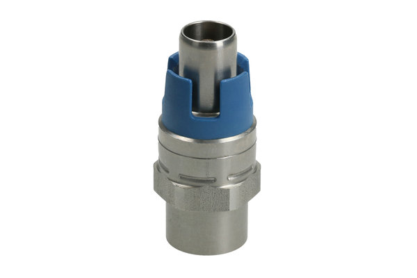 Edelstahl Kupplungsnippel gerade DN05 mit Innengewinde G1/8 und Absperrventil ( lange Bauform )