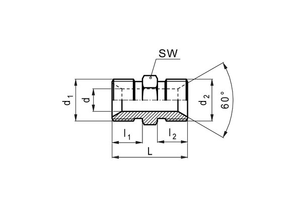 Edelstahl Doppelstutzen, mit Aussengewinde G3/8'' zu Aussengewinde M18x1.5mm