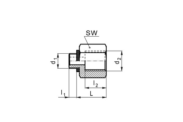 Messing Gewinde-Vergrösserungsstutzen mit Aussengewinde G3/8 zu Innengewinde G3/4
