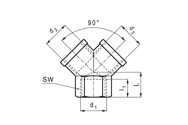 Y-Verschraubung Messing vernickelt, mit Innengewinde G1/4