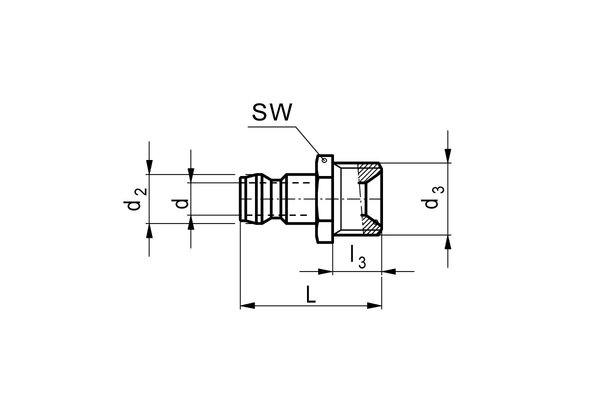 Edelstahl Kupplungsnippel gerade DN09 mit Aussengewinde M16x1,5mm ohne Absperrventil