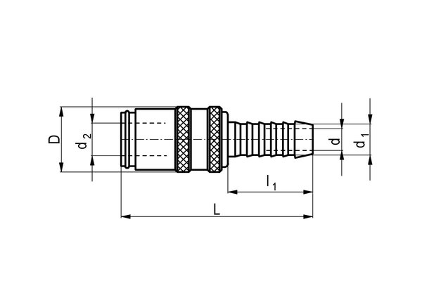 Messing Kupplung gerade DN06 mit Schlauchtülle 5/16 ohne Absperrventil
