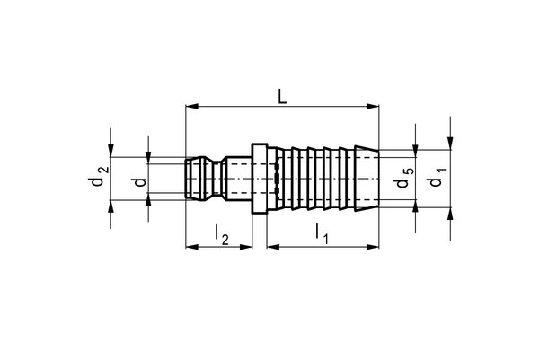 Messing Kupplungsnippel DN13 mit Schlauchtülle 1/2 ohne Absperrventil