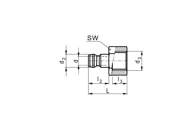 Messing Kupplungsnippel gerade DN09 mit Innengewinde G3/8 ohne Absperrventil