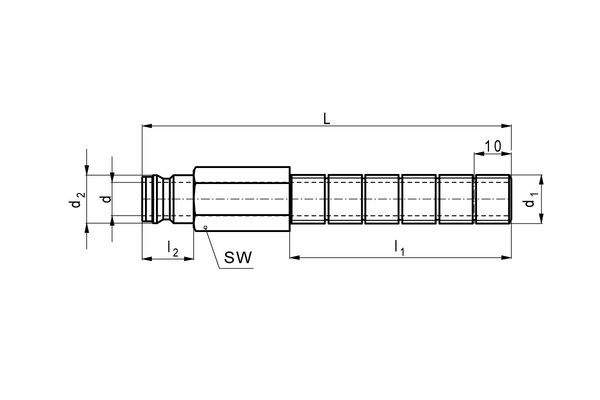 Messing Verlängerungsnippel gerade DN06 mit Aussengewinde M10x1,0mm ohne Absperrventil