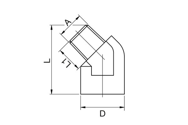 Messing Kupplungsnippel 45° mit Aussengewinde R1/4 ohne Absperrventil