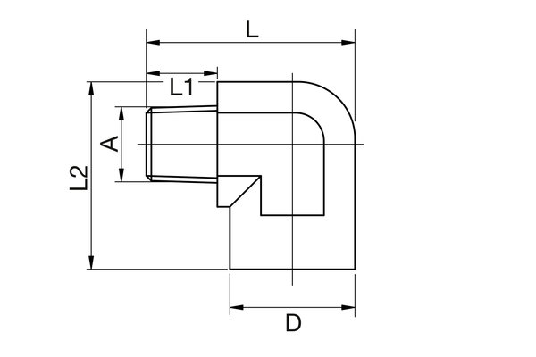 Messing Kupplungsnippel 90° mit Aussengewinde G1/4 ohne Absperrventil