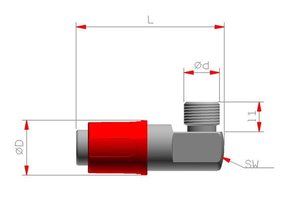 Edelstahl Kupplung 90° mit Aussengewinde ohne Absperrventil und Sicherungshülse