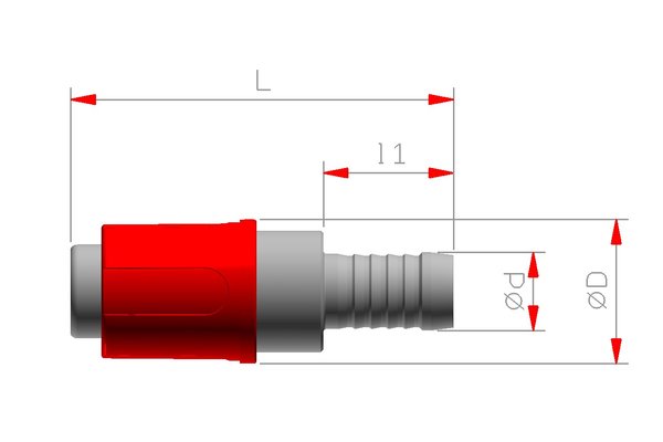 Edelstahl Kupplung gerade DN05 mit Schlauchtülle 3/8 mit Absperrventil und Sicherungshülse