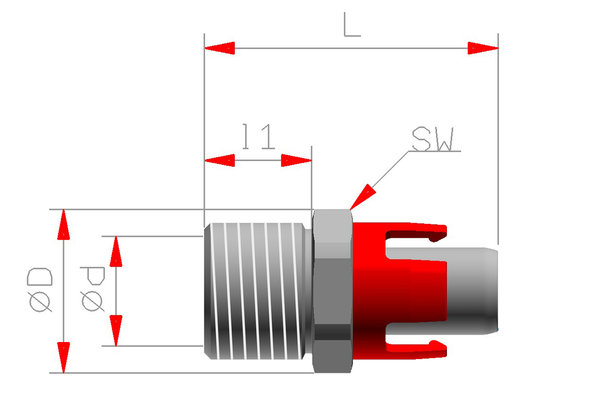 Edelstahl Kupplungsnippel gerade mit Aussengewinde und Absperrventil (kurze Bauform)