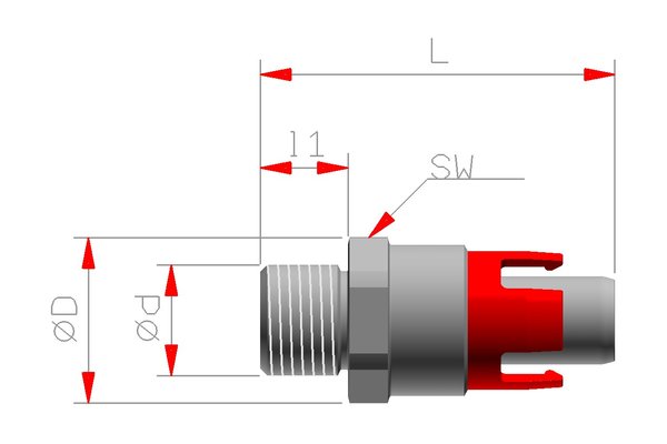 Edelstahl Kupplungsnippel gerade DN09 mit Aussengewinde G3/8 ohne Absperrventil ( lange Bauform )