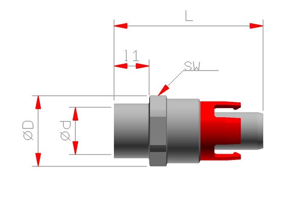 Edelstahl Kupplungsnippel gerade DN05 mit Innengewinde G1/4 und Absperrventil ( lange Bauform )