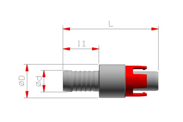 Edelstahl Kupplungsnippel gerade DN09 mit Schlauchanschluss 1/2 und Absperrventil