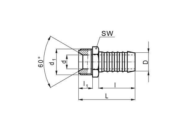 Edelstahl-Schlauchtülle mit Aussengewinde R1/4